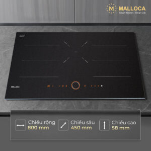 Bếp từ 3 vùng nấu (Mặt kính Onyka chống trầy xước) Malloca MI803ES
