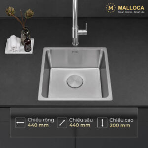 Chậu rửa chén 1 hố Inox 304 lắp âm hoặc lắp nổi Malloca MS6044