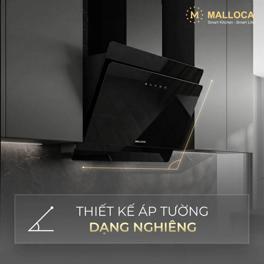 Alternative view of Máy hút mùi áp tường dạng nghiêng Malloca MC7086HS