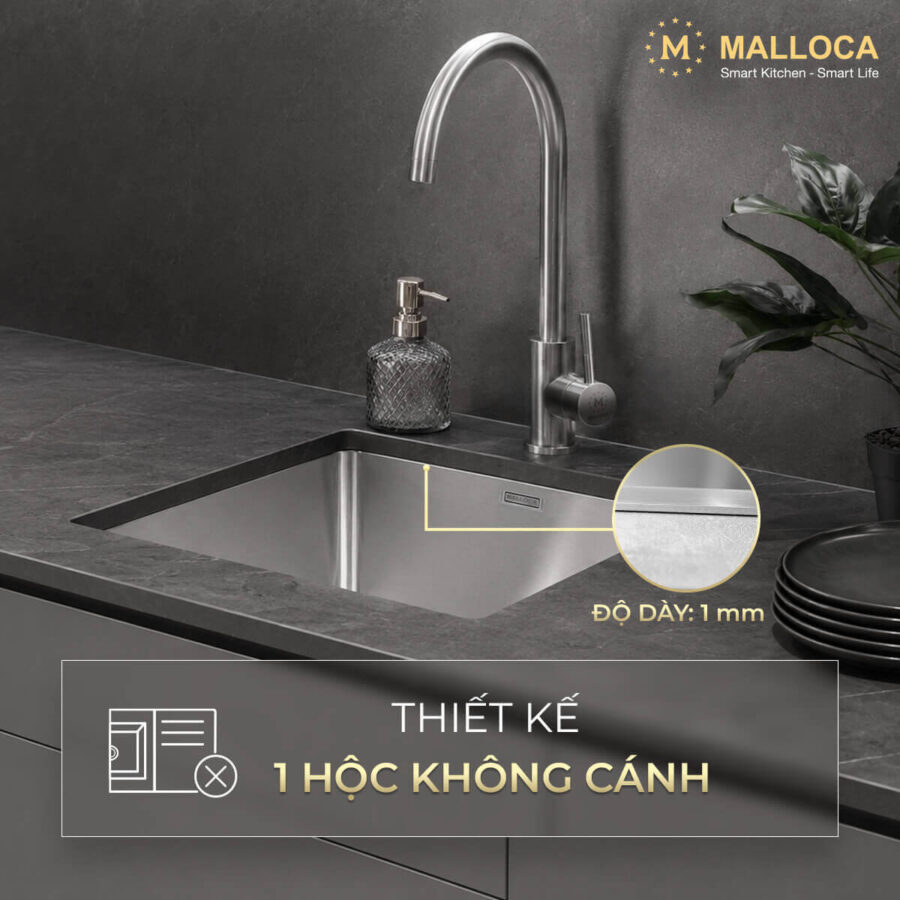 Alternative view of Chậu rửa chén 1 hố Inox 304 lắp âm hoặc lắp nổi Malloca MS6044