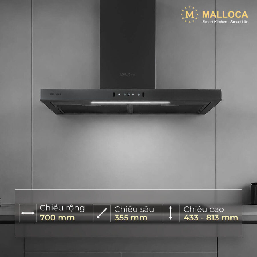 Máy hút mùi áp tường dạng chữ T Malloca SLIM MH7035TS