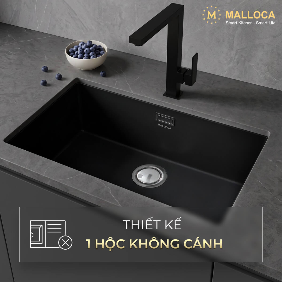 Alternative view of Chậu rửa chén đá Granite 1 hố Malloca ZEN K13040