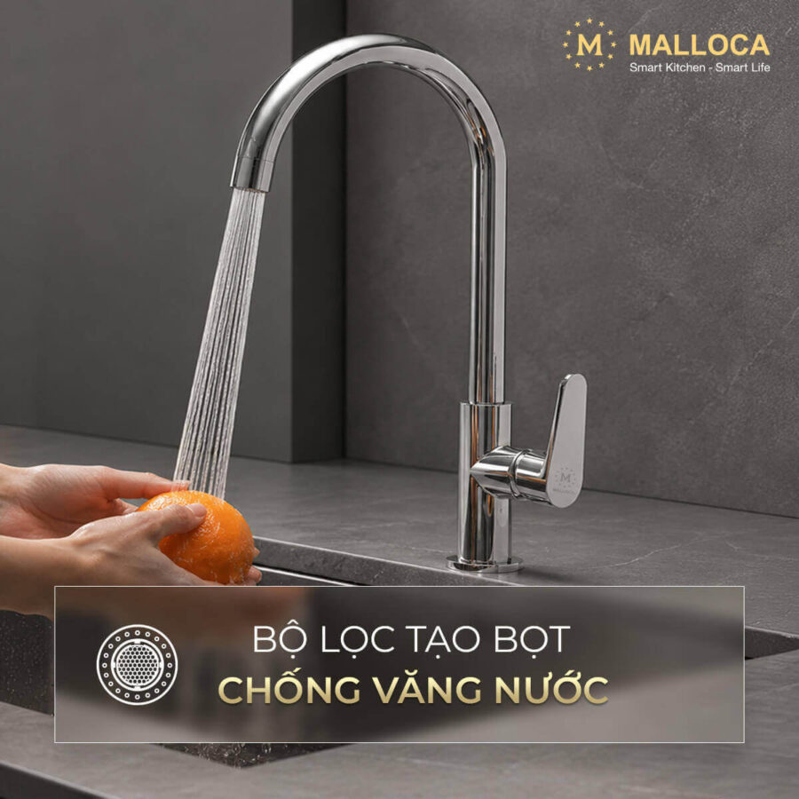 Vòi rửa chén lạnh đồng thau Chrome Malloca K1603CL - Ảnh 4