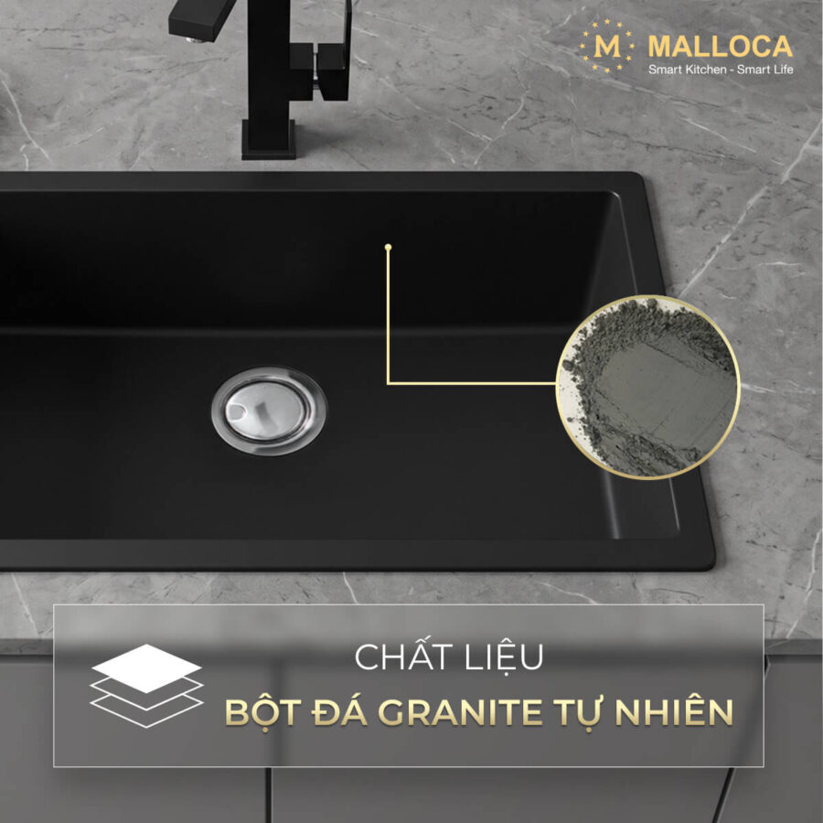 Chậu rửa chén đá Granite 1 hố Malloca ZEN K13040 - Ảnh 3