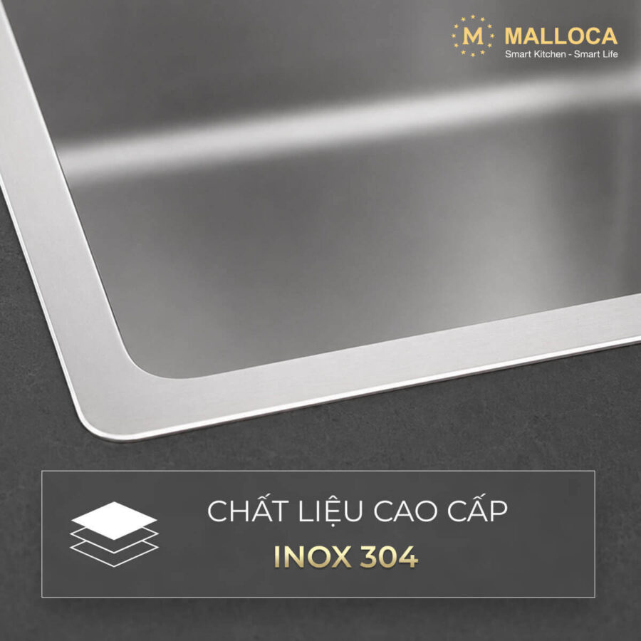 Chậu rửa chén 1 hố Inox 304 lắp âm hoặc lắp nổi Malloca MS6044 - Ảnh 3