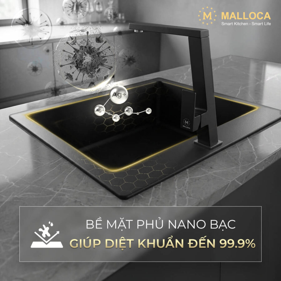 Chậu rửa chén đá Granite 1 hố Malloca ZEN K13040 - Ảnh 4