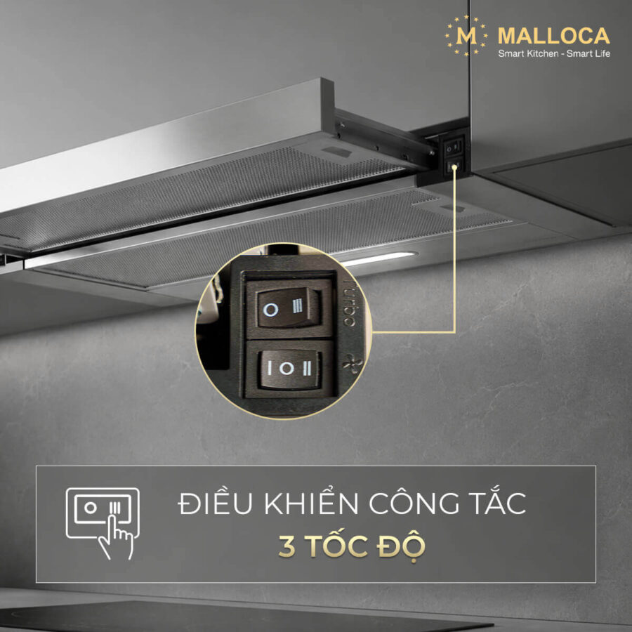 Máy hút mùi âm tủ dạng kéo Malloca MH90SMC - Ảnh 6