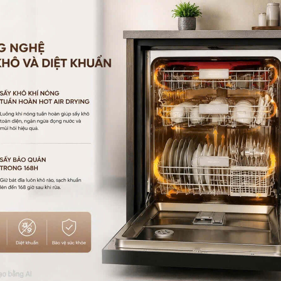 Máy rửa chén độc lập 15 bộ chén dĩa Malloca VORTEX MDW1510TD - Ảnh 3