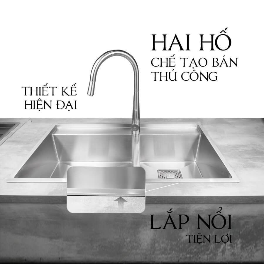 Alternative view of Chậu rửa chén 2 hố Inox 304 Malloca MS6304ST