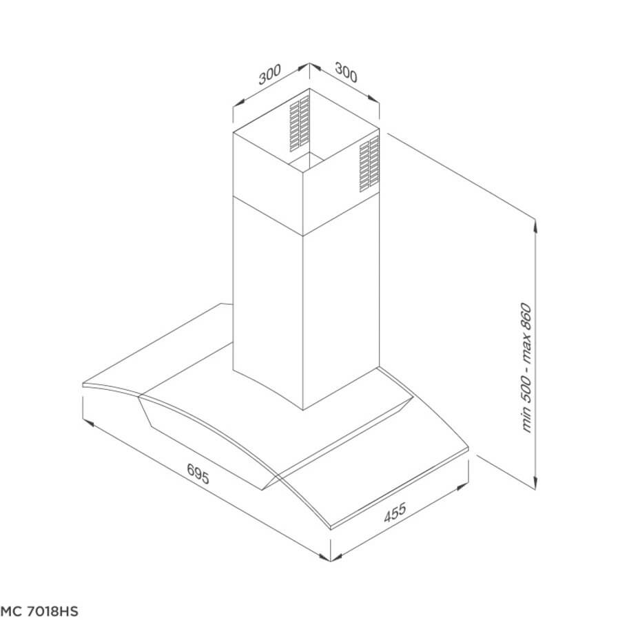 Máy hút mùi áp tường dạng chữ T Malloca MC7018HS - Ảnh 3