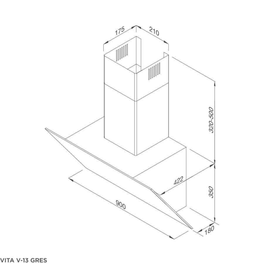 Máy hút mùi áp tường dạng nghiêng Malloca VITA V13GRES - Ảnh 6