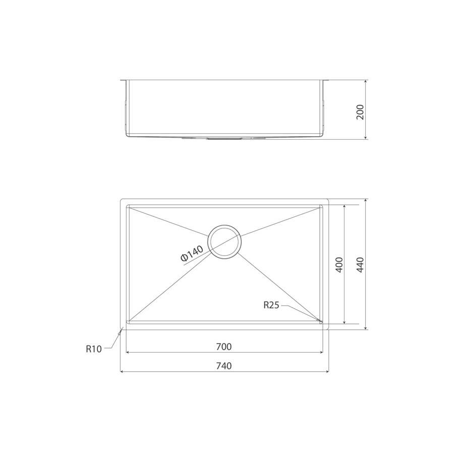 Chậu rửa chén 1 hố inox 304 lắp âm hoặc lắp nổi Malloca MS6074 - Ảnh 3