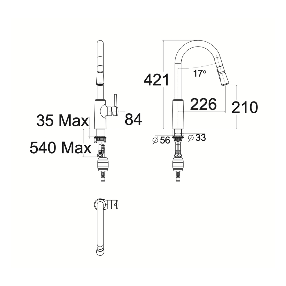 1009160000-ban-ve-ky-thuat Vòi bếp American Standard WF-0916 / WF-9262 (WF0916) (WF9262) dây rút nóng lạnh