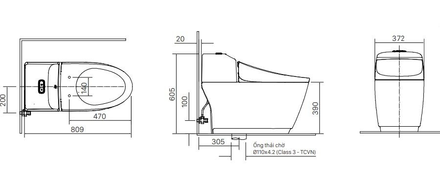 Bồn cầu 1 khối nắp điện tử INAX AC-1032 + CW-H18VN