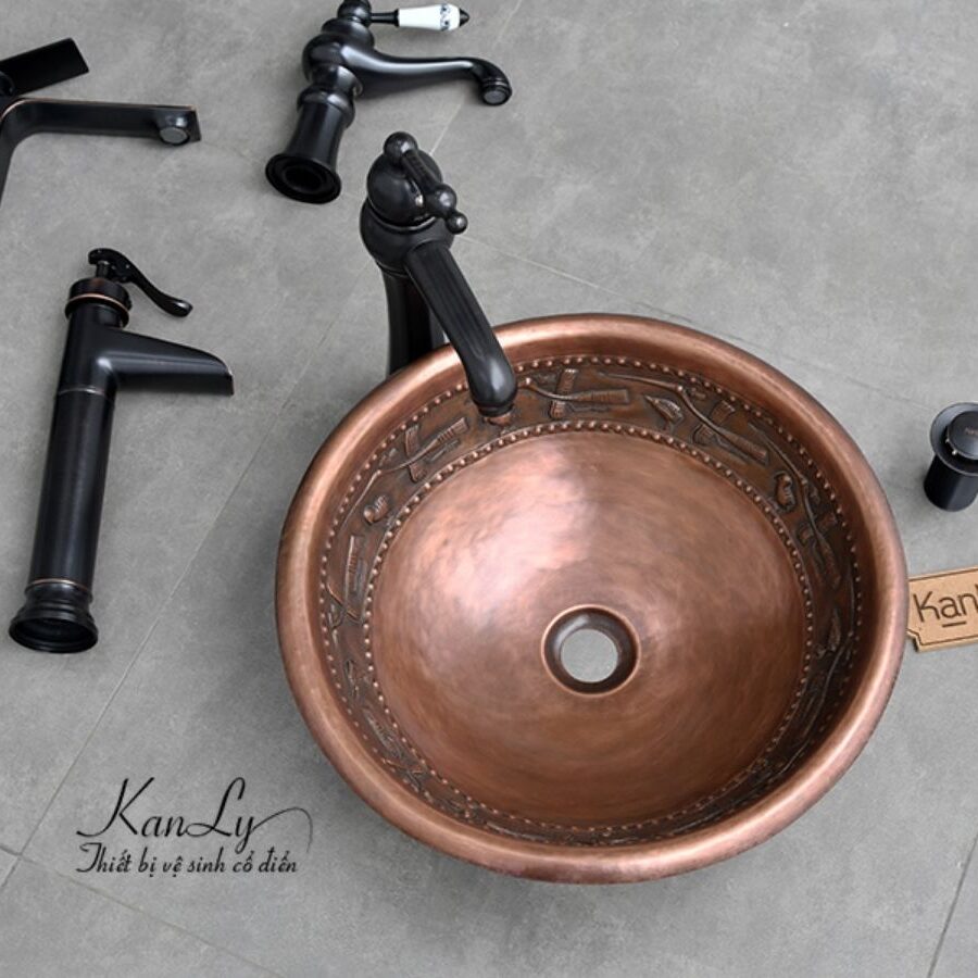 Chậu lavabo đặt bàn Kanly bằng đồng BL2622