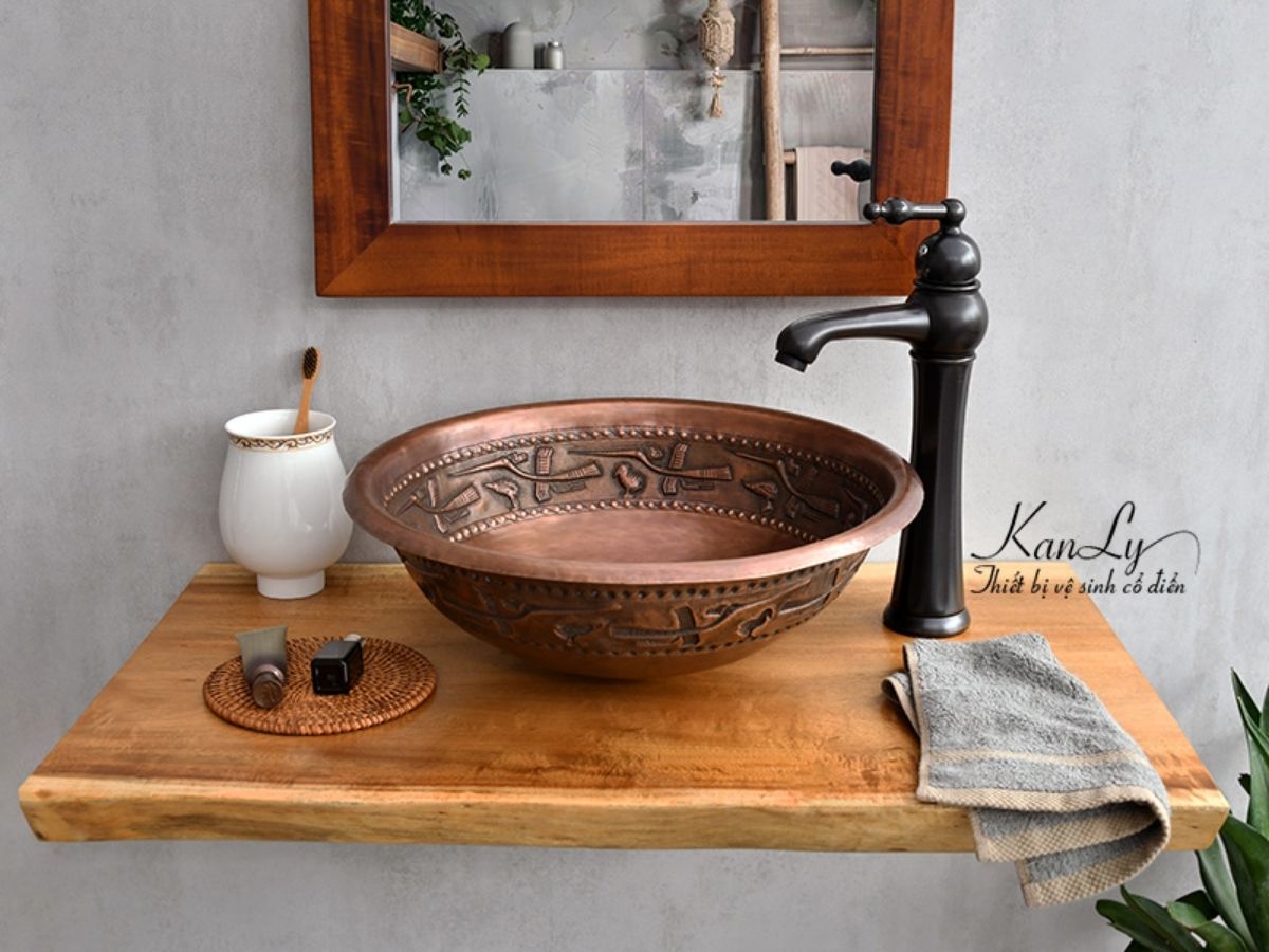Chậu lavabo đặt bàn Kanly bằng đồng BL2622