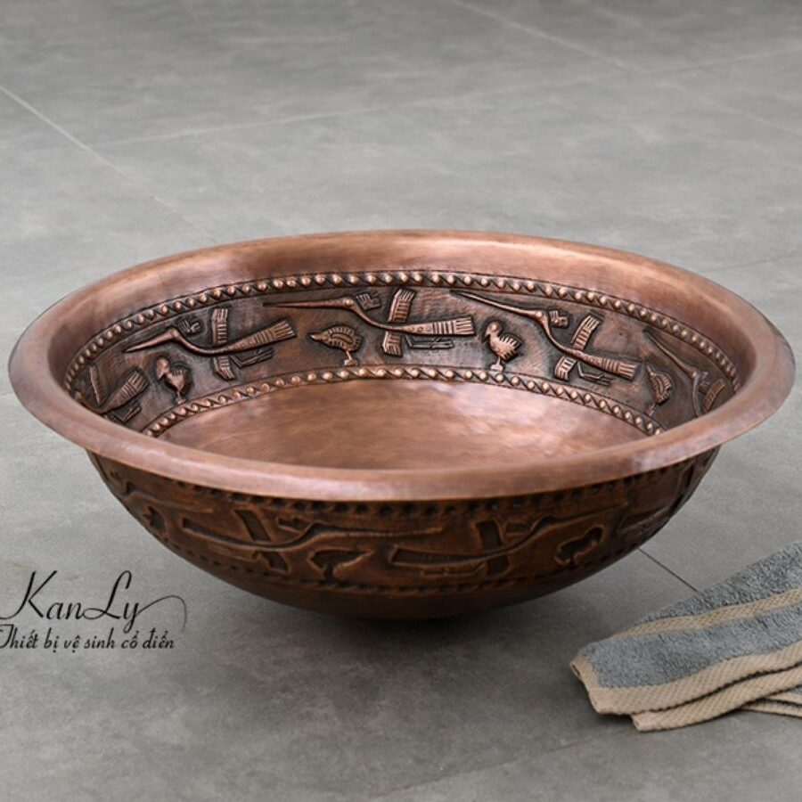 Chậu lavabo đặt bàn Kanly bằng đồng BL2622