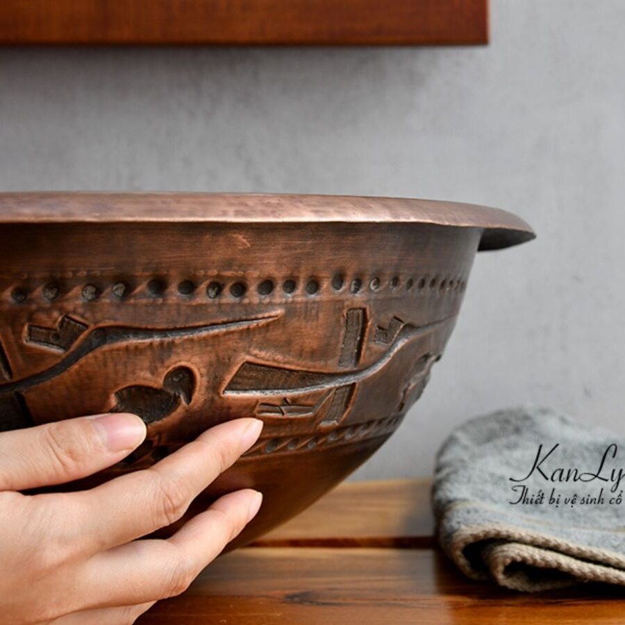 Chậu lavabo đặt bàn Kanly bằng đồng BL2622
