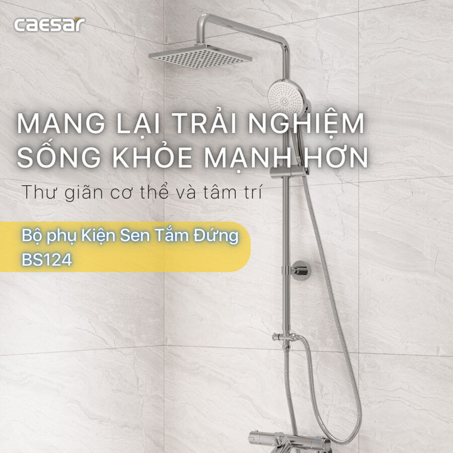 Bộ sen cây tắm đứng nóng lạnh Caesar BS124+S493C