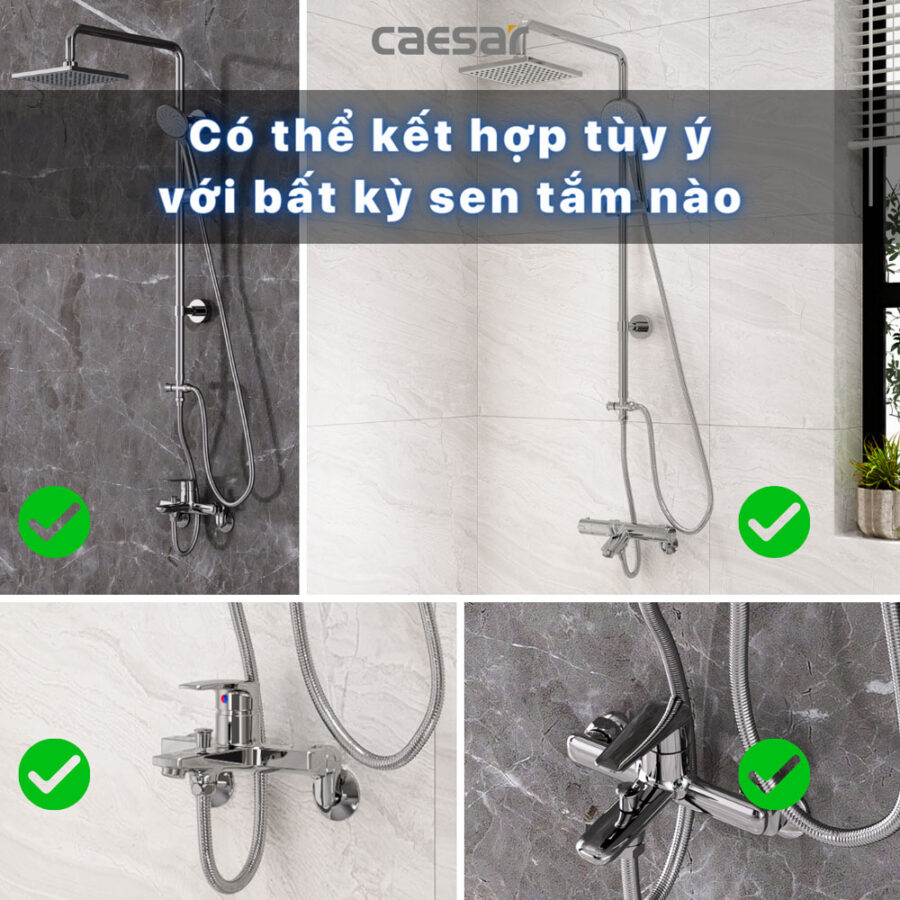 Bộ sen cây tắm đứng nóng lạnh Caesar BS124+S493C