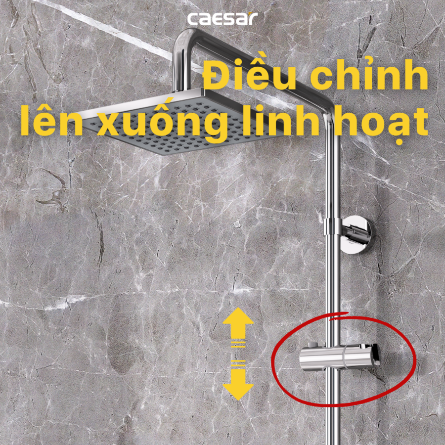 Bộ sen cây tắm đứng nóng lạnh Caesar BS124+S843C