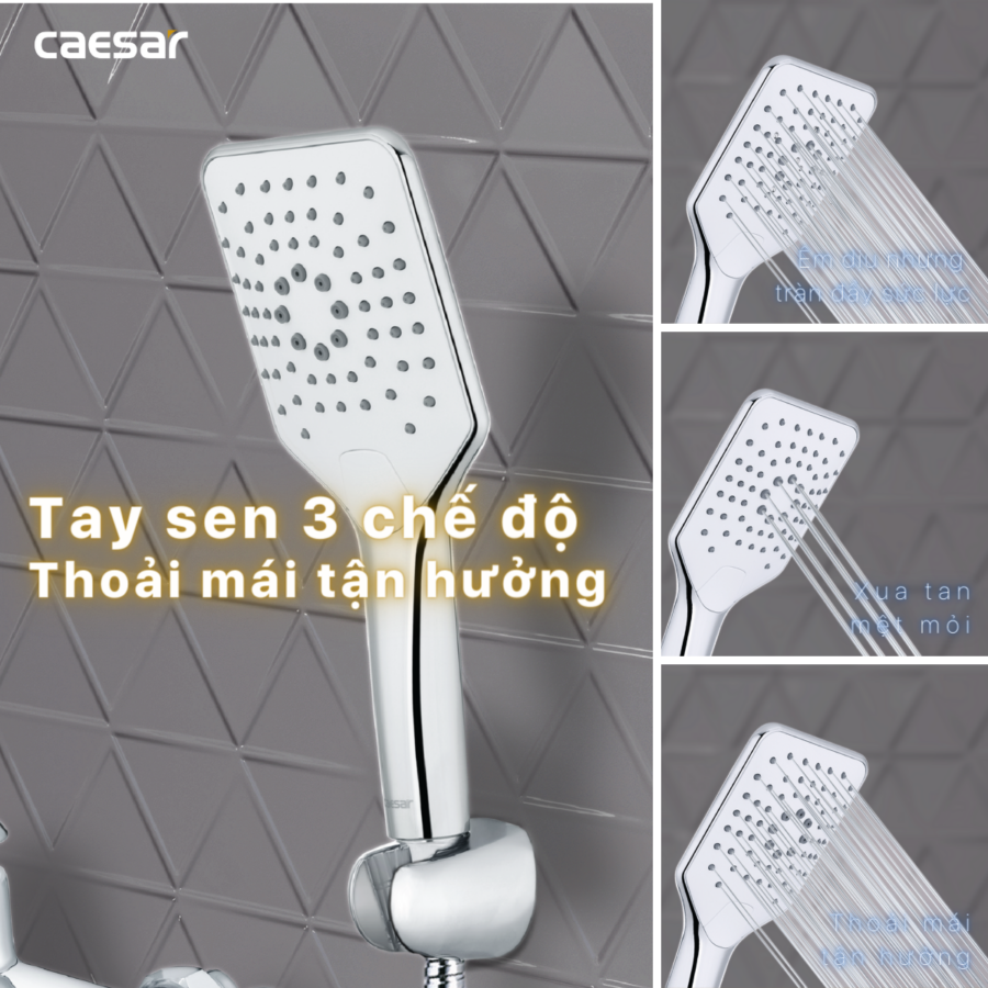 Bộ sen cây tắm đứng nóng lạnh Caesar BS124+S843C