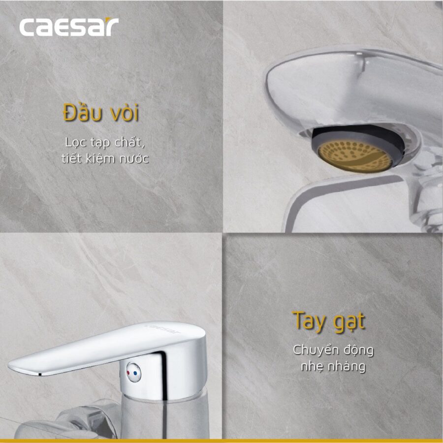 Bộ sen cây tắm đứng nóng lạnh Caesar BS126+S383C