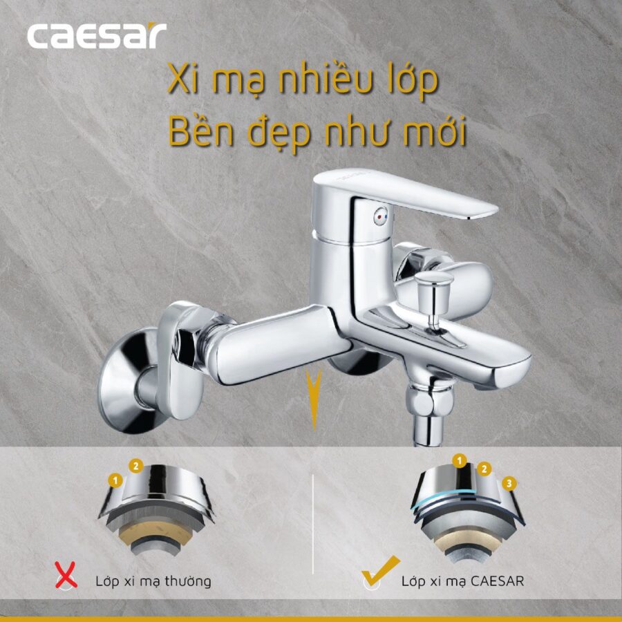 Bộ sen cây tắm đứng nóng lạnh Caesar BS126+S383C