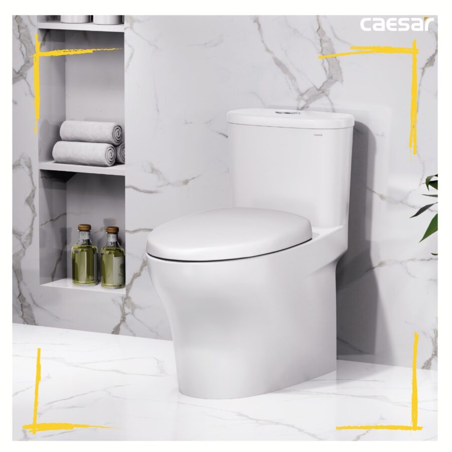 Bồn cầu 1 khối nắp điện tử Caesar C1394F + TAF400H (CD1394+TAF400H)