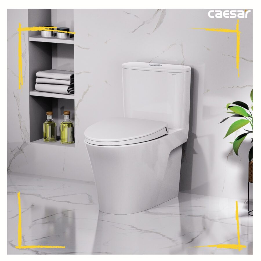 Bồn cầu 1 khối nắp điện tử Caesar C1395F + TAF400H (CD1395+TAF400H)