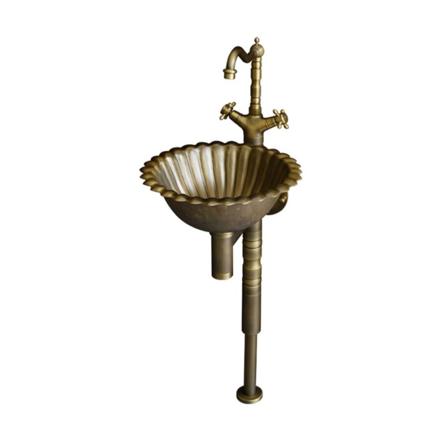 Bộ chậu lavabo Kanly treo tường bằng đồng DL2911B