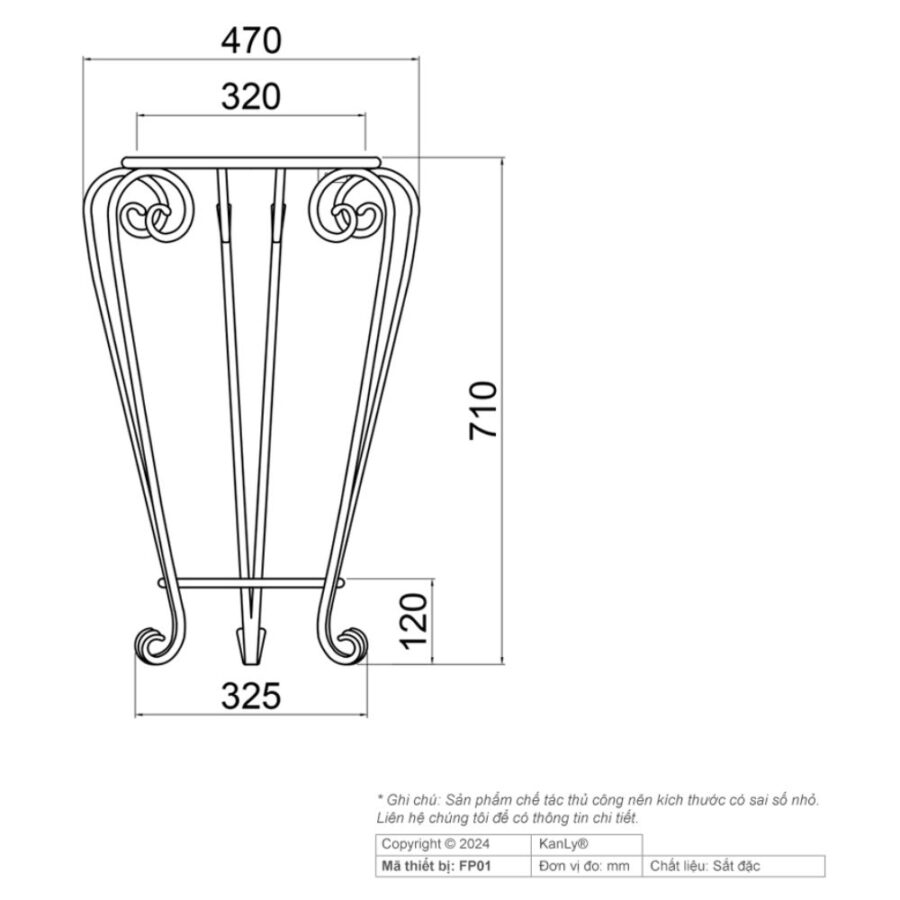Kệ sắt để lavabo tròn Kanly FP01