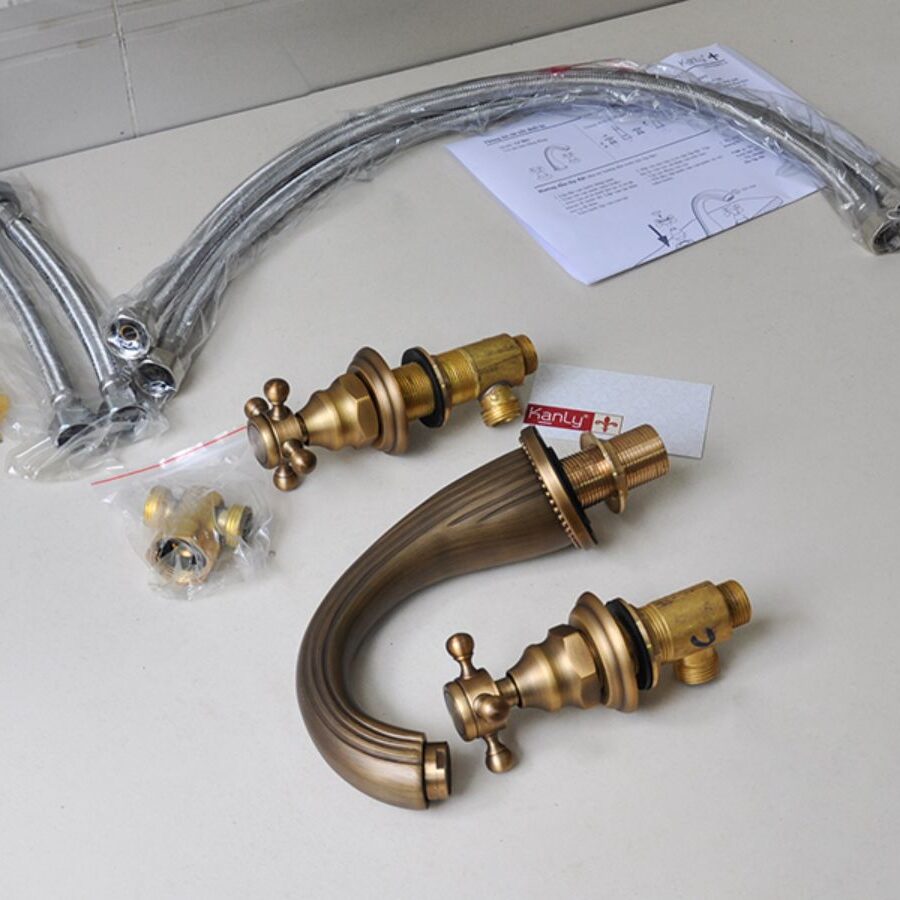 Bộ sen tắm gắn bồn nóng lạnh bằng đồng Kanly GCB04