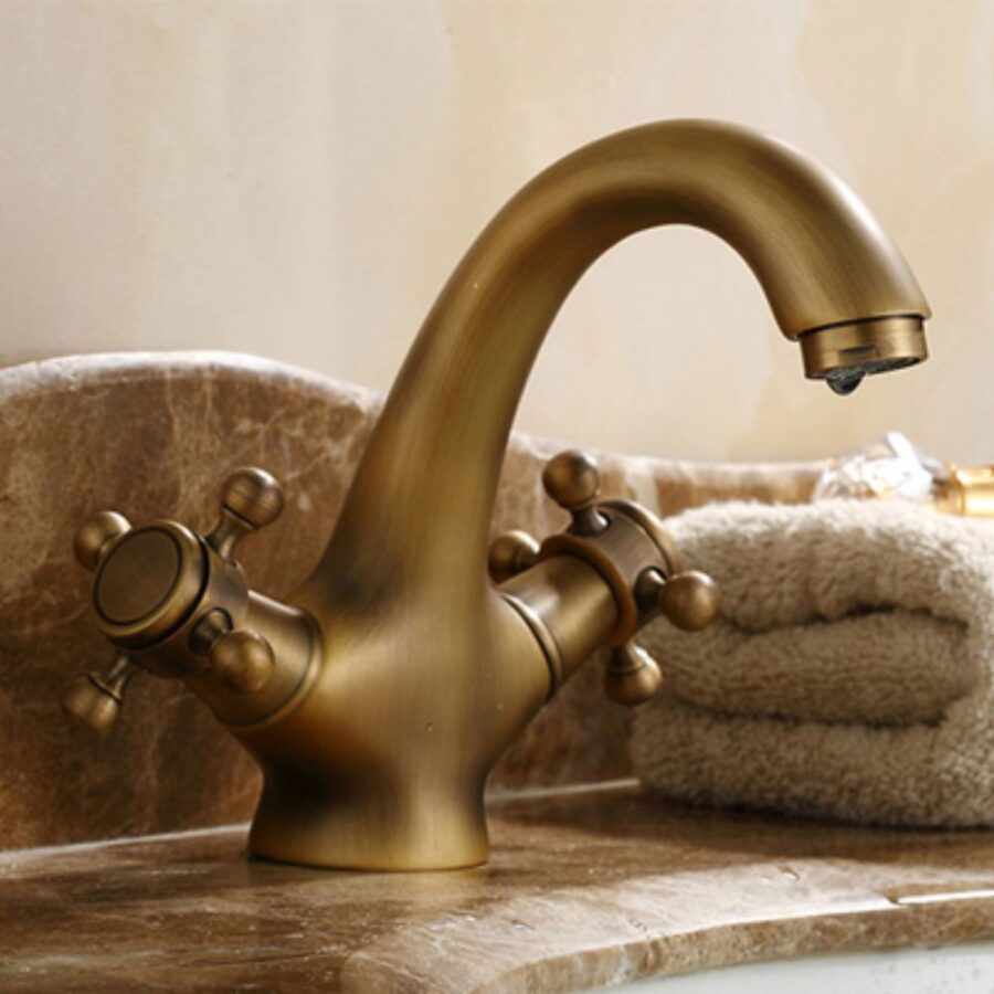 Vòi chậu lavabo nóng lạnh bằng đồng Kanly GCV05