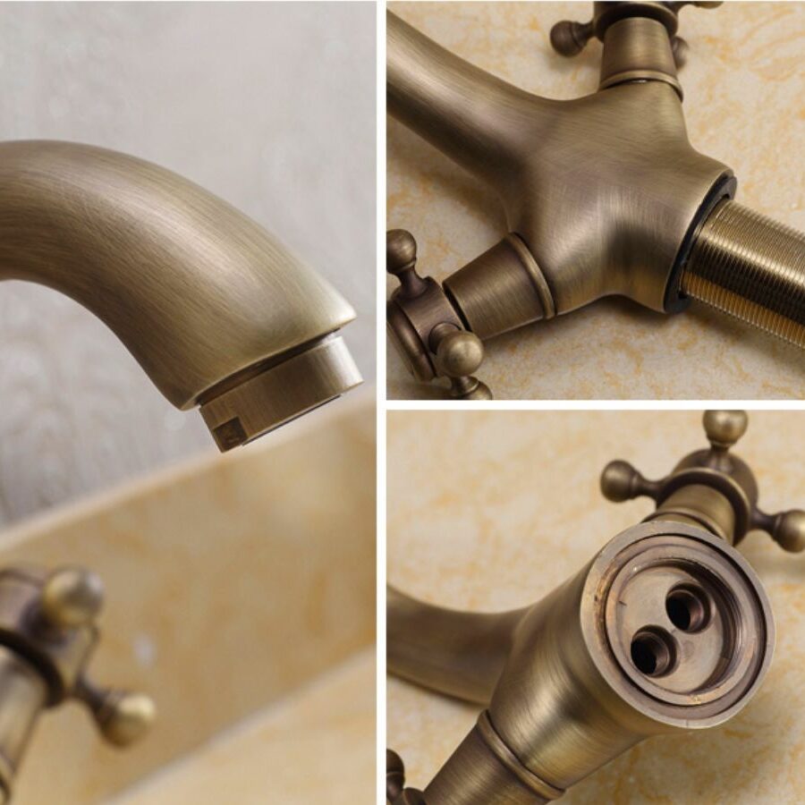 Vòi chậu lavabo nóng lạnh bằng đồng Kanly GCV05