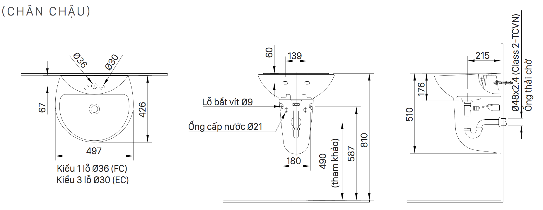 Chậu rửa lavabo treo tường INAX L-285V (L285V) (L-285VFC)