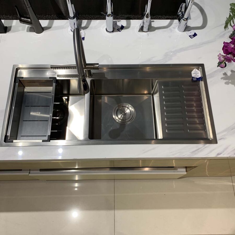 Chậu chén Inox 304 2 hộc 110x48cm Luxta LC11048-3.0