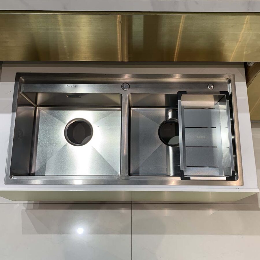 Chậu chén Inox 304 2 hộc 110x48cm Luxta LC11048-3.0