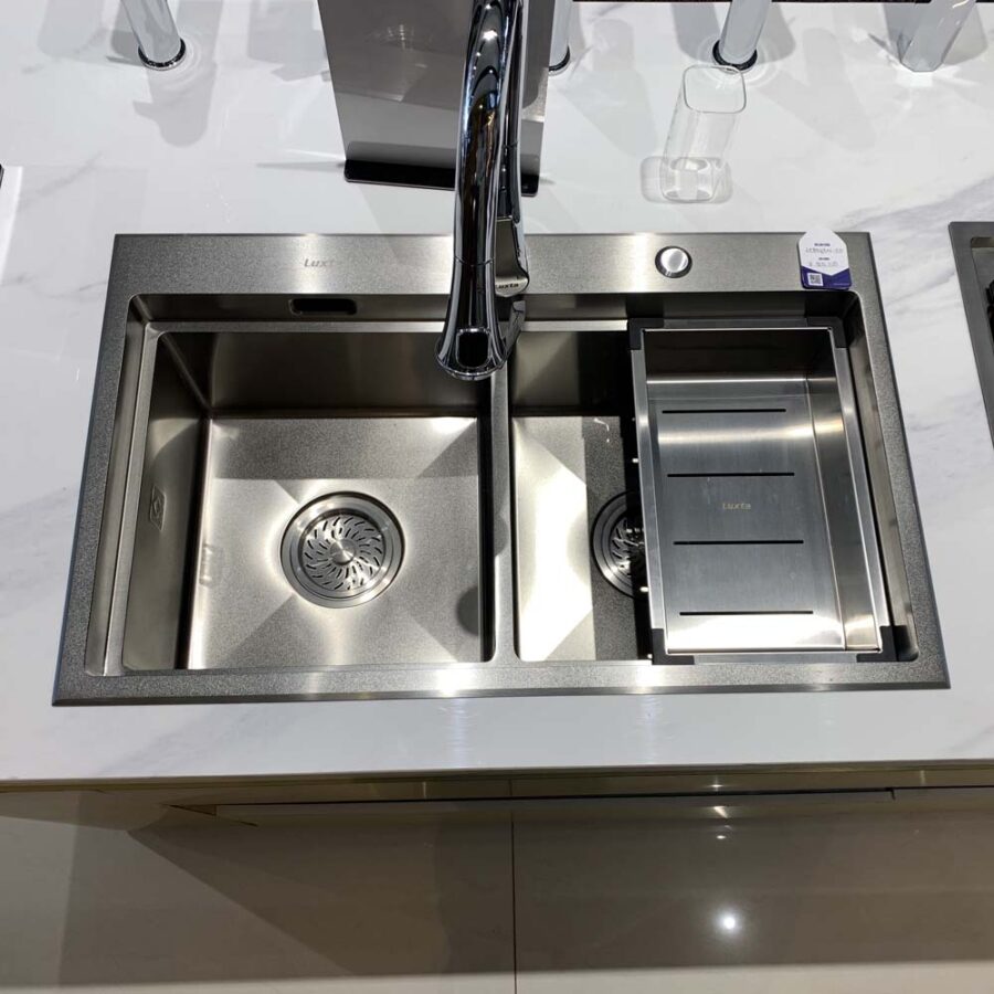 Chậu chén Inox 304 2 hộc 80x49cm Luxta LC8049N-5.0