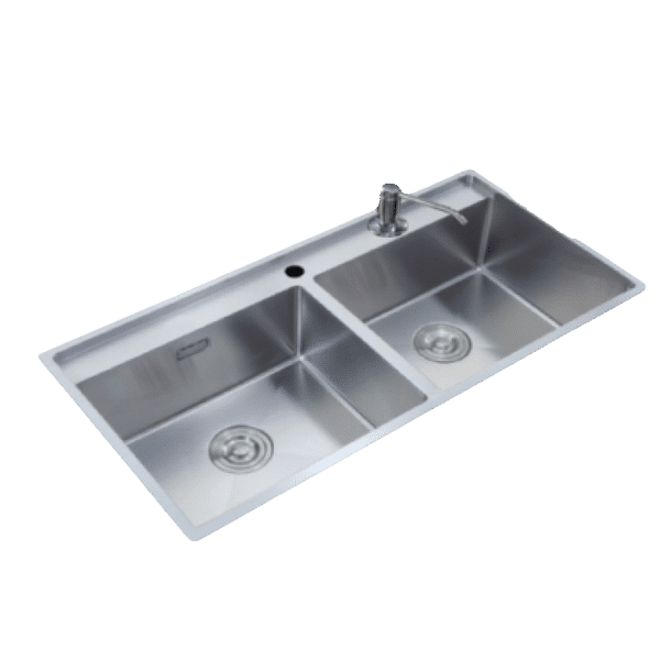 Chậu chén Inox 304 2 hộc 96x48cm Luxta LC9648S-3.0
