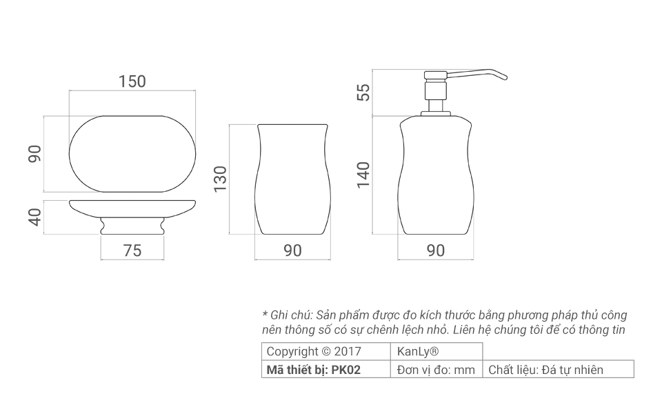 Bộ lọ đựng phòng tắm Kanly PK02