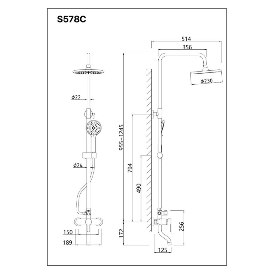 Bộ sen tắm cây nóng lạnh Caesar S578C