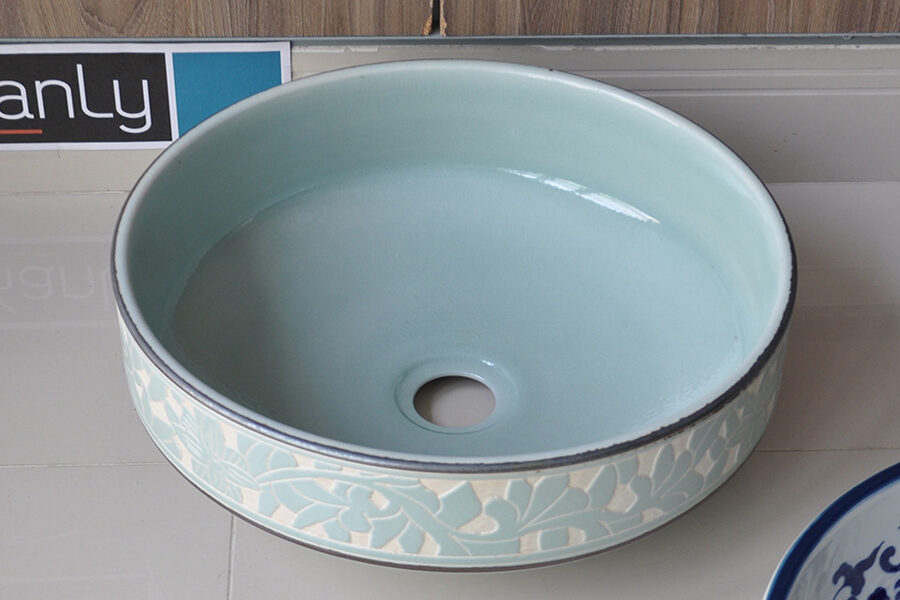 Chậu lavabo đặt bàn Kanly bằng sứ SU111