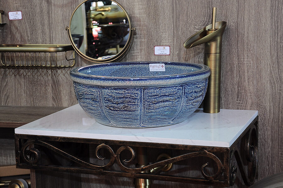 Chậu lavabo đặt bàn Kanly bằng sứ SU124