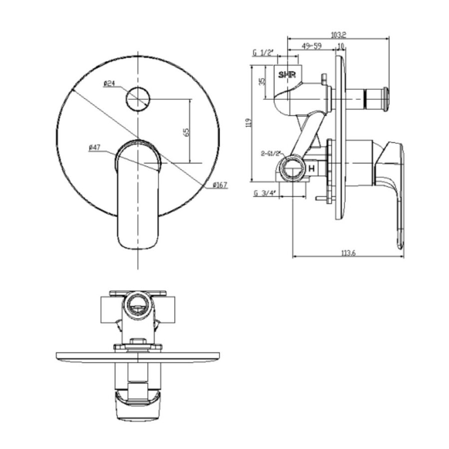 Vòi sen tắm âm tường American Standard WF-1M21 (WF1M21) Loven